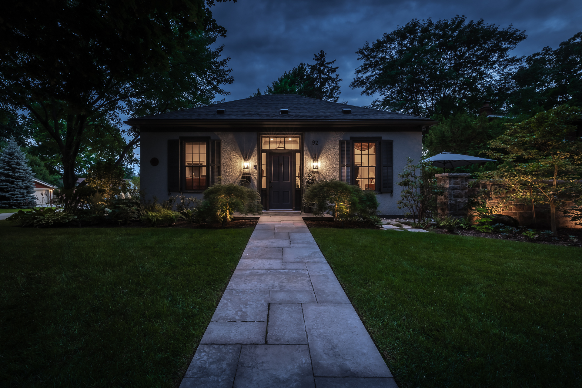 Stone walkway to the front entrance