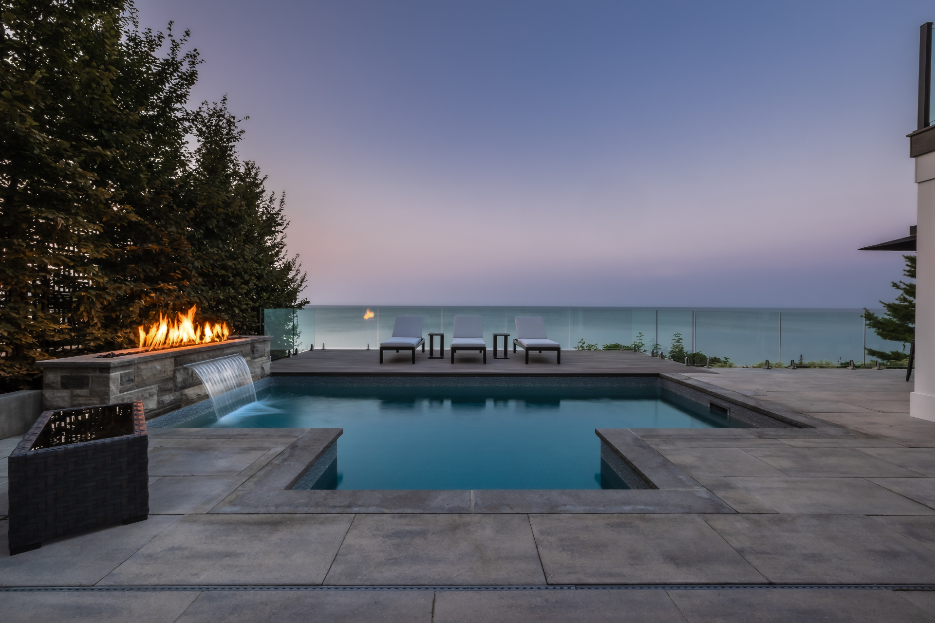 Lakeside Sanctuary — FIRE FEATURE AND POOL