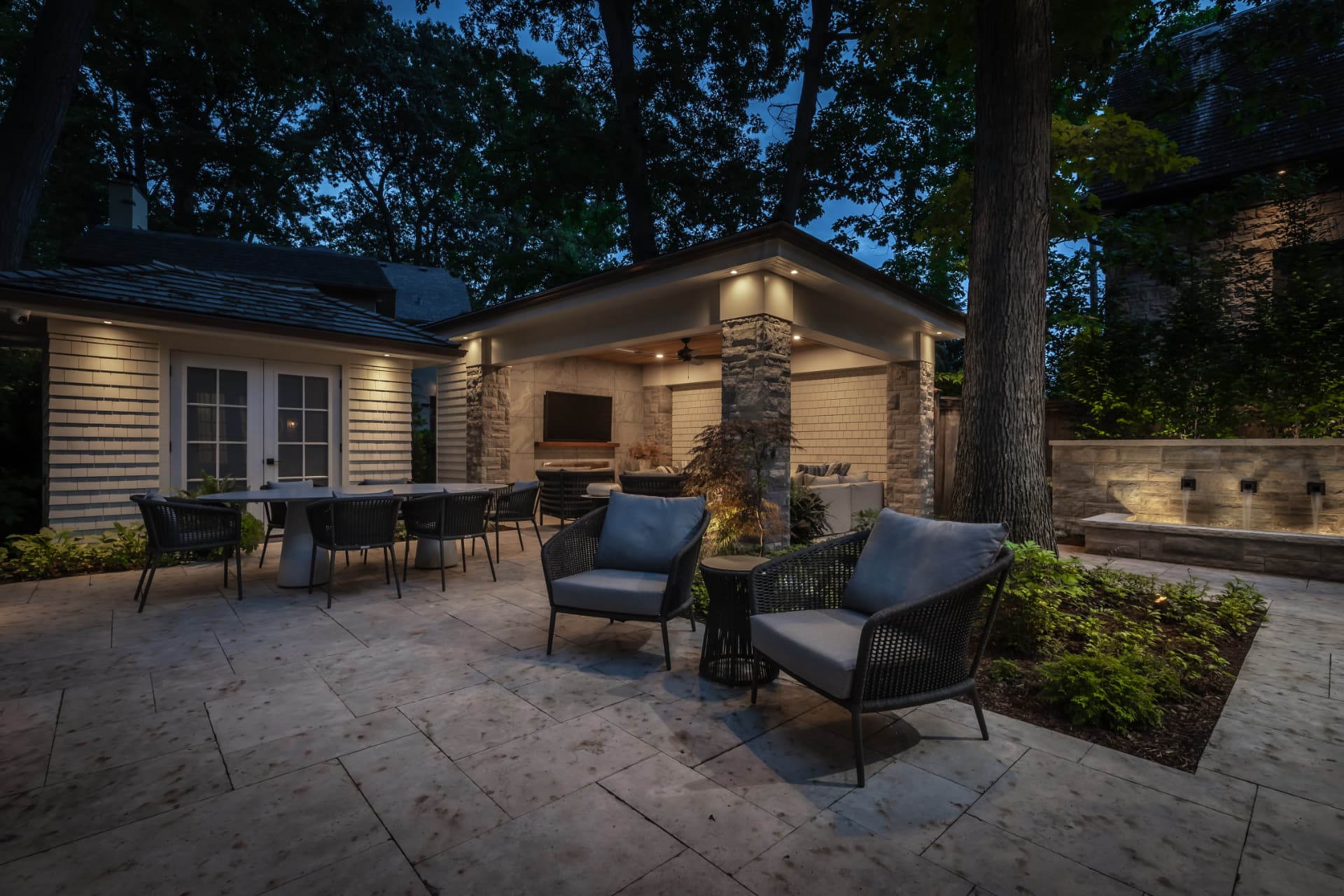 The Renaissance Retreat — Stone patio and covered pavilion