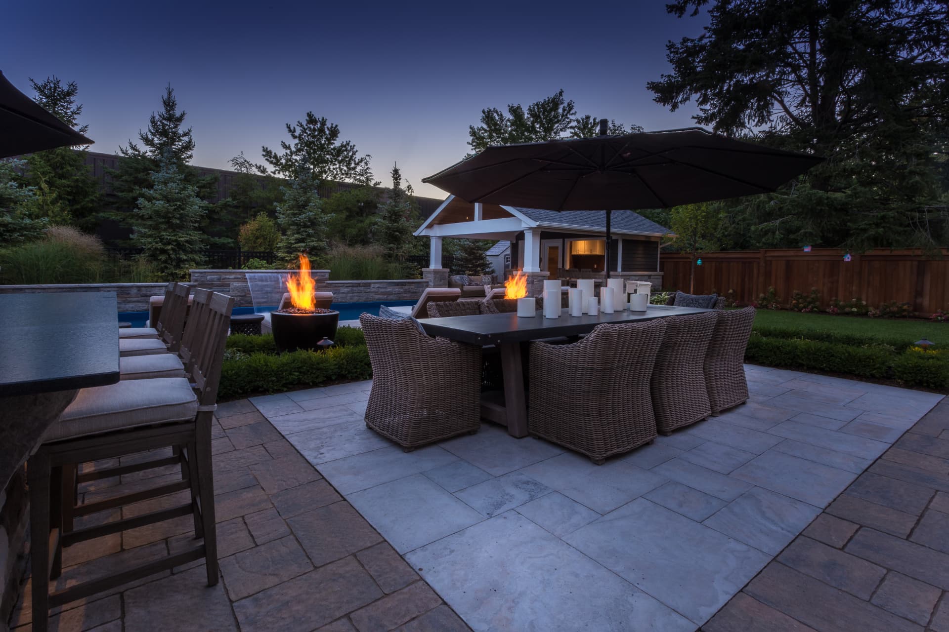 Spa Living — PATIO DINING AND FIRE BOWL